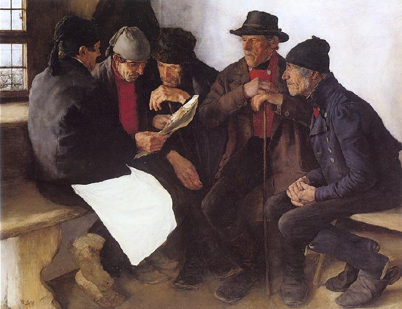 Leibl, Wilhelm Peasants in Conversation Sweden oil painting art